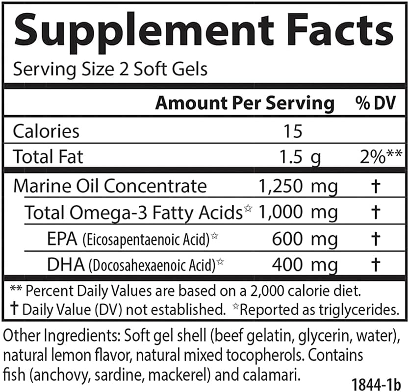 Carlson Maximum Omega Minis 1000 mg Omega-3s Lemon Softgels for Heart, Brain, and Aging 80 Count