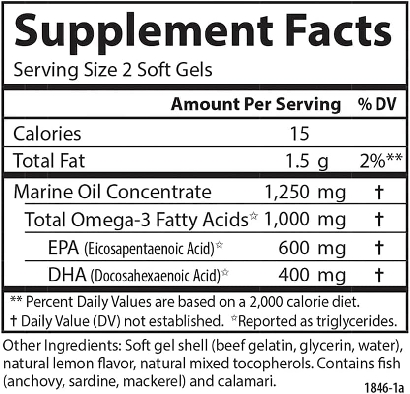 Carlson Maximum Omega Minis, 1000 mg Omega-3s, Lemon Softgels, Heart & Brain Support, Healthy Aging - 120 Count