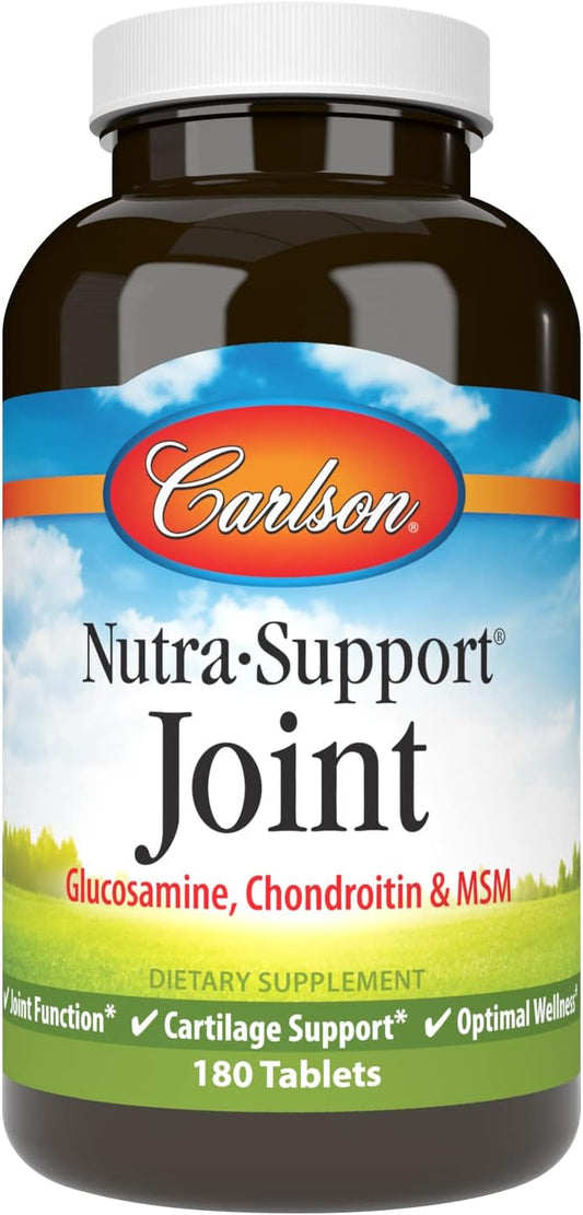 Carlson Nutra-Support Joint Supplement with Glucosamine, Chondroitin, MSM - 180 Tablets for Joint Function and Cartilage Support