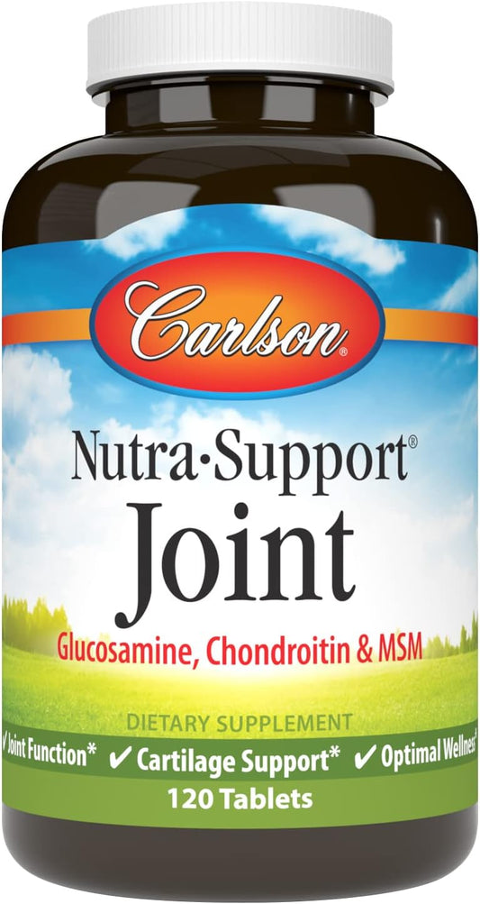 Carlson Nutra-Support with Glucosamine Chondroitin & MSM - Joint Function and Cartilage Support - 120 Tablets for Optimal Wellness