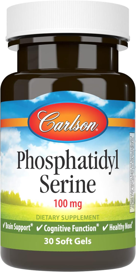 Carlson Phosphatidyl Serine Softgels - 100mg, Non-GMO Formula for Brain Function, 30 Count