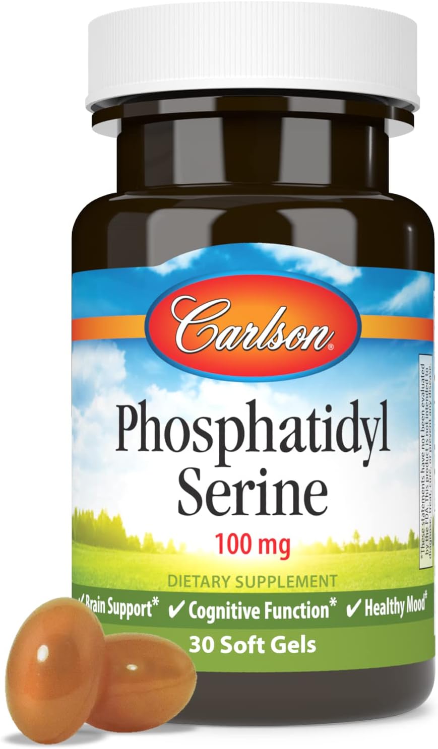 Carlson Phosphatidyl Serine Softgels - 100mg, Non-GMO Formula for Brain Function, 30 Count