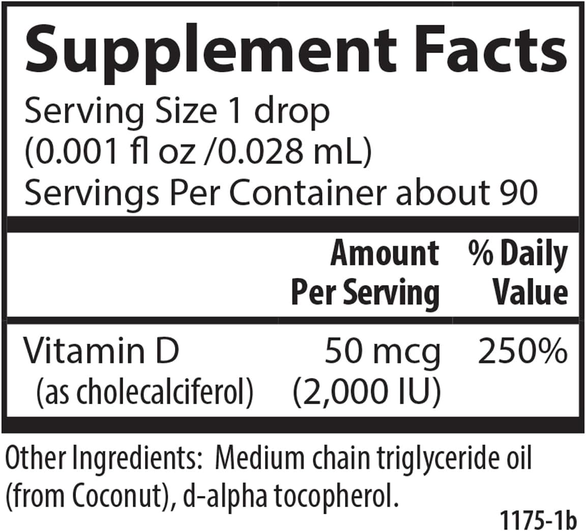 Carlson Plant-Based Liquid Vitamin D3 Drops, 2000 IU (50 mcg) per Drop, Algae Sourced, Unflavored, 90 Drops