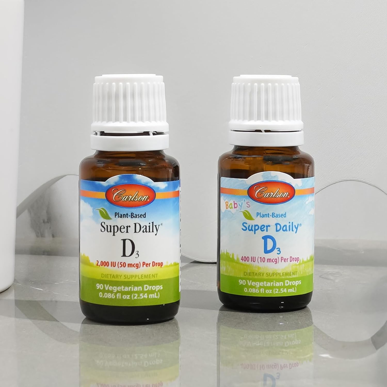 Carlson Plant-Based Liquid Vitamin D3 Drops, 2000 IU (50 mcg) per Drop, Algae Sourced, Unflavored, 90 Drops