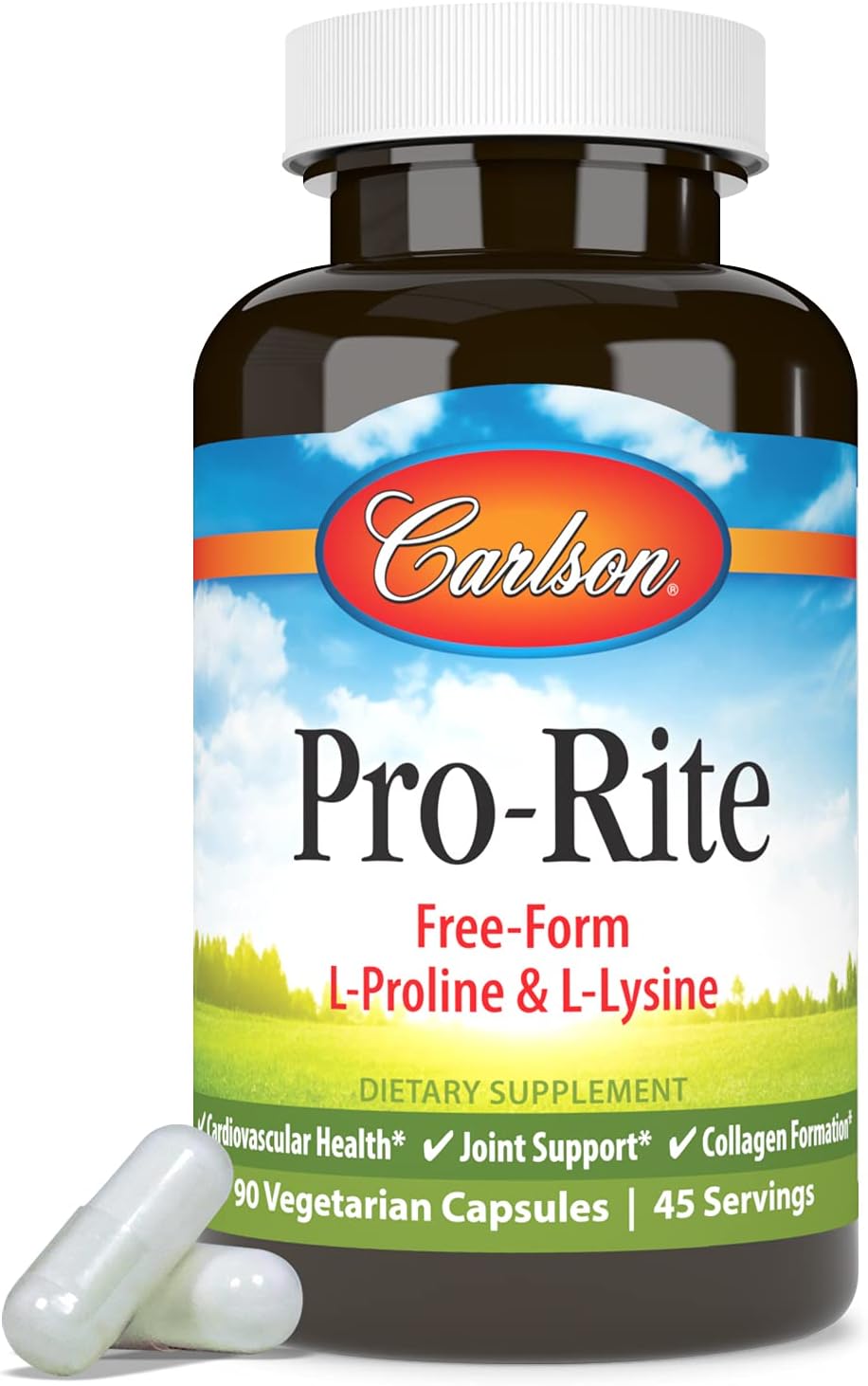 Carlson Pro-Rite Free-Form L-Proline & L-Lysine Capsules for Health, Joint Support & Collagen Formation