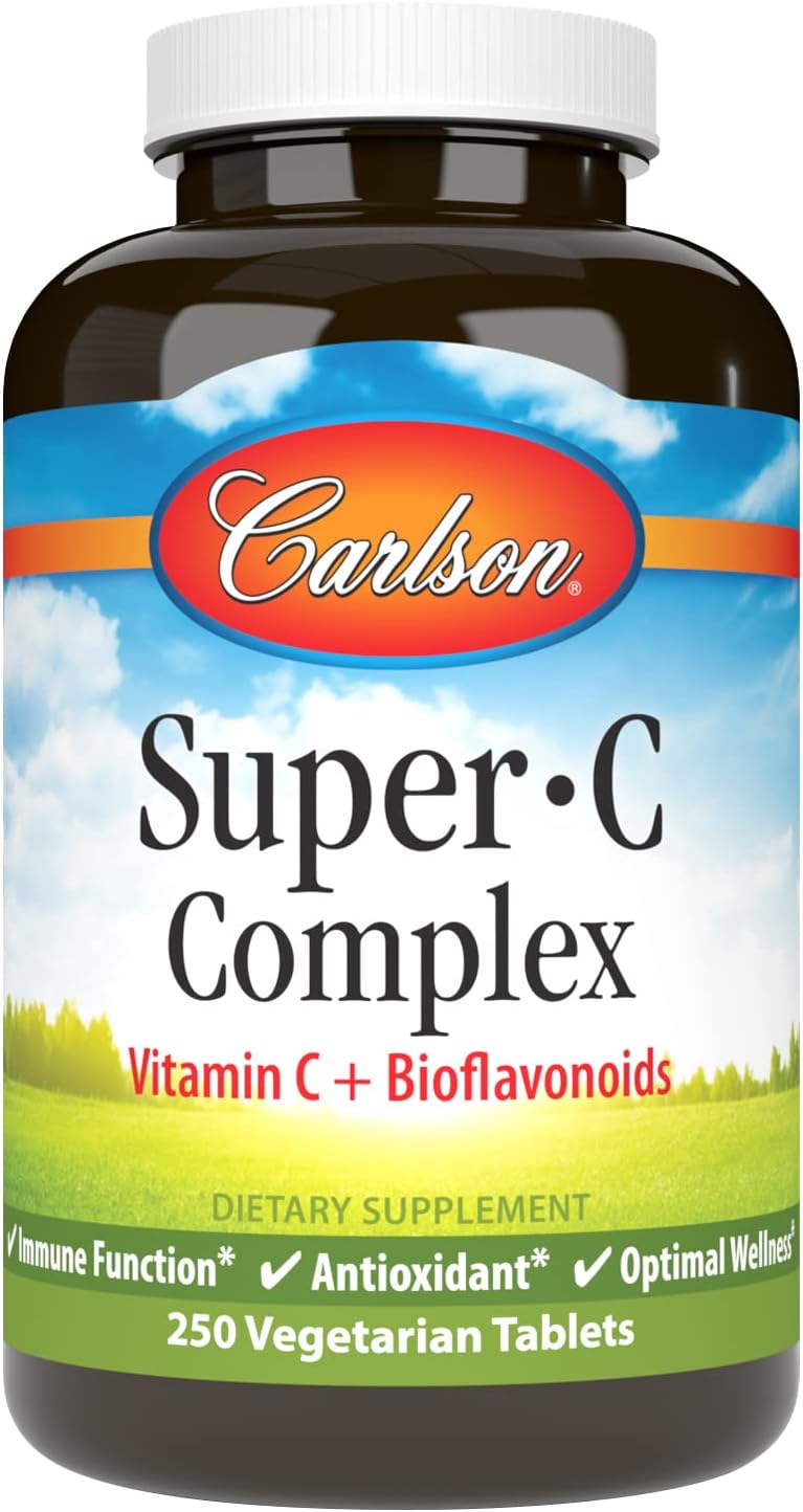 Carlson Super-C Complex: Vitamin C with Bioflavonoids for Immune Support & Antioxidant Protection, 250 Vegetarian Tablets