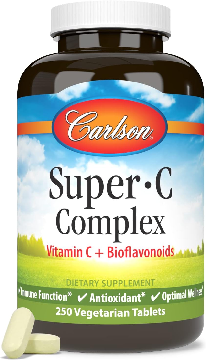 Carlson Super-C Complex: Vitamin C with Bioflavonoids for Immune Support & Antioxidant Protection, 250 Vegetarian Tablets