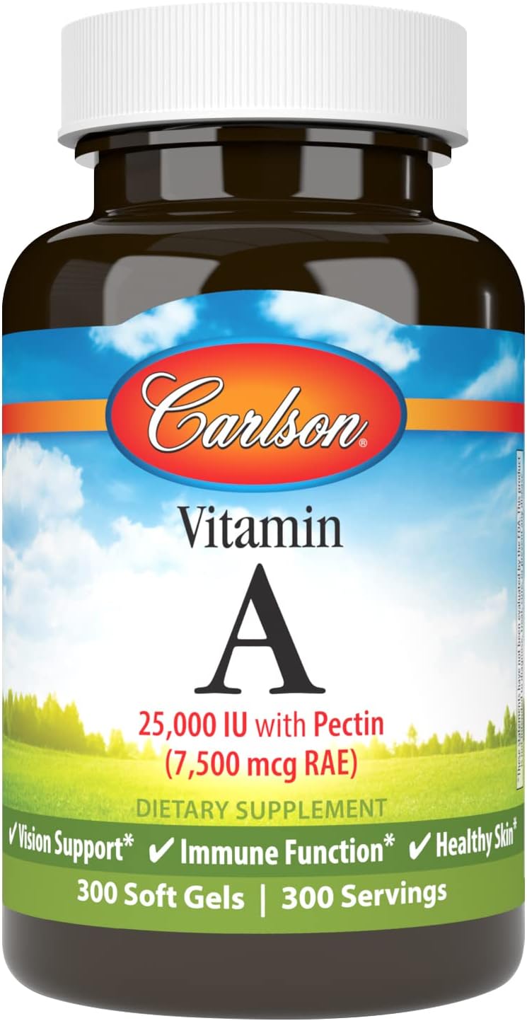 Carlson Vitamin A Softgels with Pectin for Vision and Skin Health - 25,000 IU - 300 Count