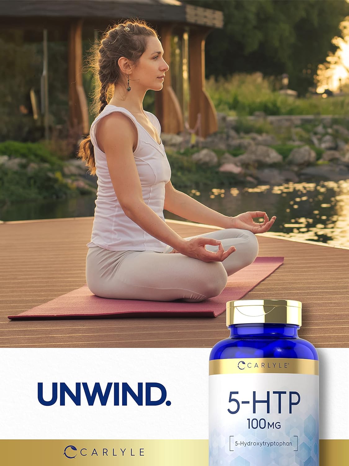 Carlyle 5-HTP 100mg 240 Capsules - Non-GMO Gluten Free 5-Hydroxytryptophan Supplement