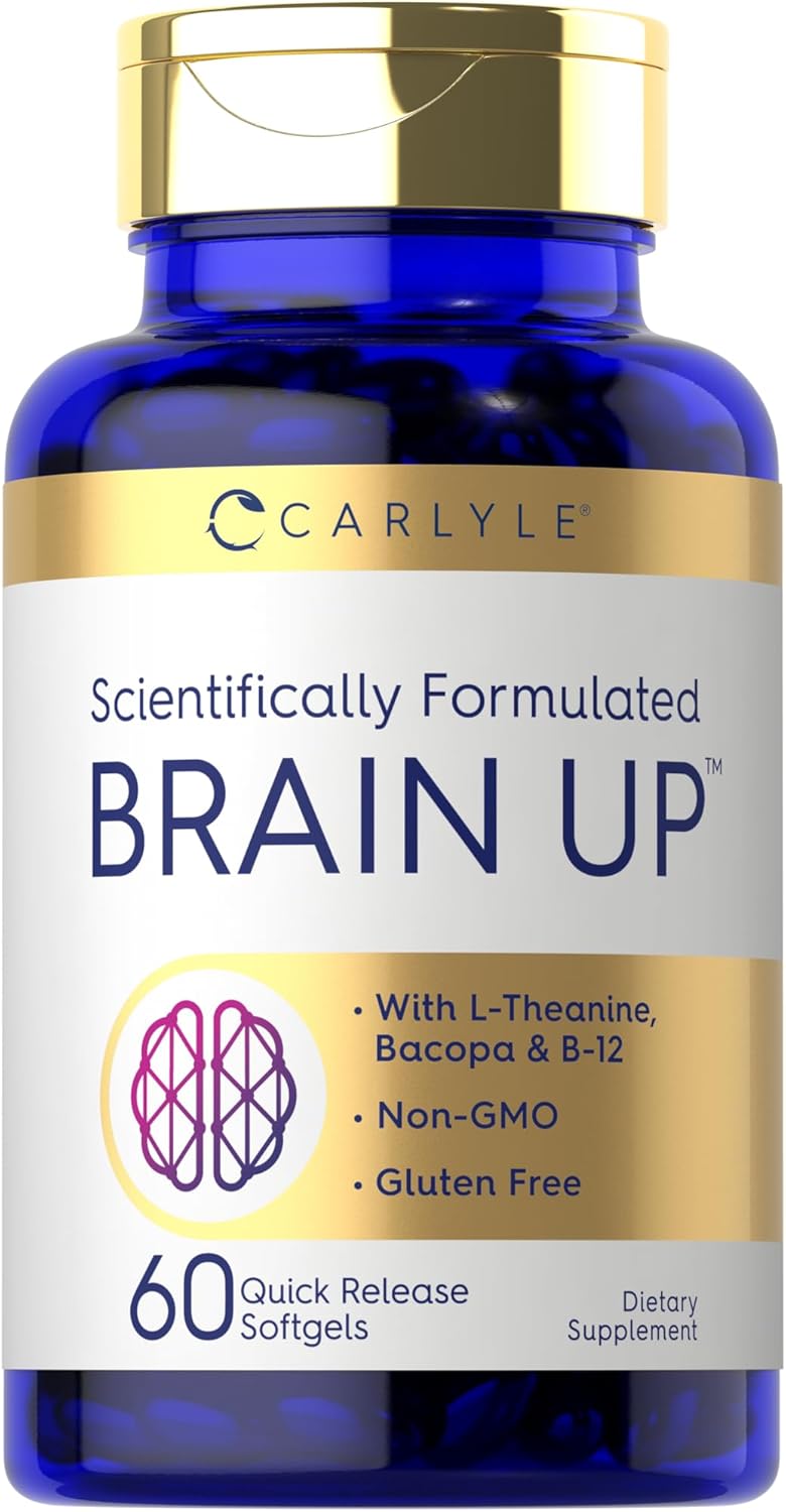 Carlyle Brain Health Supplement | 60 Softgels | Enhanced with L-Theanine, Bacopa & B-12 | Non-GMO, Gluten-Free