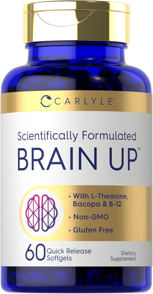 Carlyle Brain Health Supplement | 60 Softgels | Enhanced with L-Theanine, Bacopa & B-12 | Non-GMO, Gluten-Free