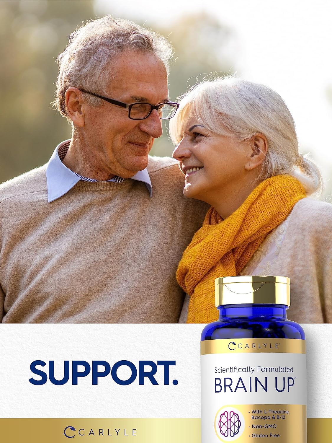 Carlyle Brain Health Supplement | 60 Softgels | Enhanced with L-Theanine, Bacopa & B-12 | Non-GMO, Gluten-Free