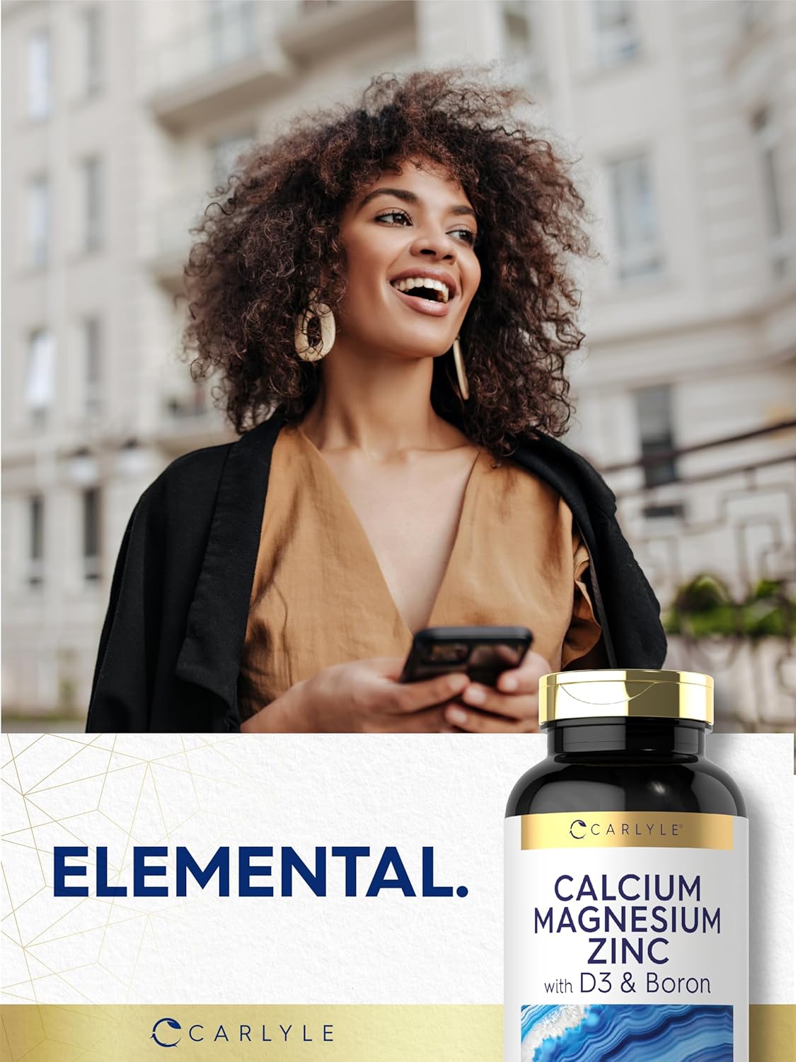 Carlyle Calcium Magnesium Zinc Vitamin D3 Supplement with Boron - 300 Caplets, Vegetarian Formula