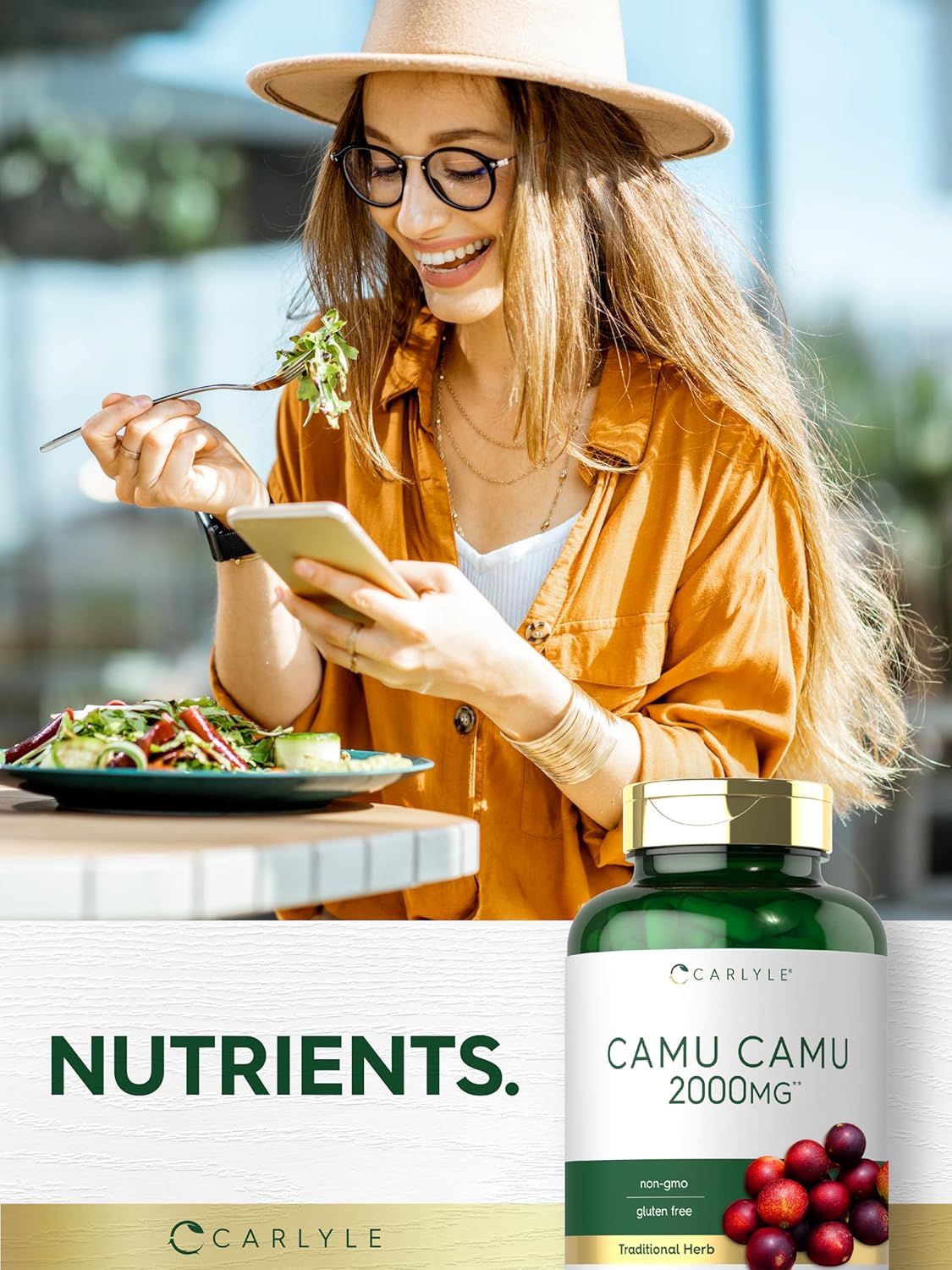Carlyle Camu Camu Capsules 2000mg - 150 Count - Vitamin C - Non-GMO, Gluten-Free - Immune Support