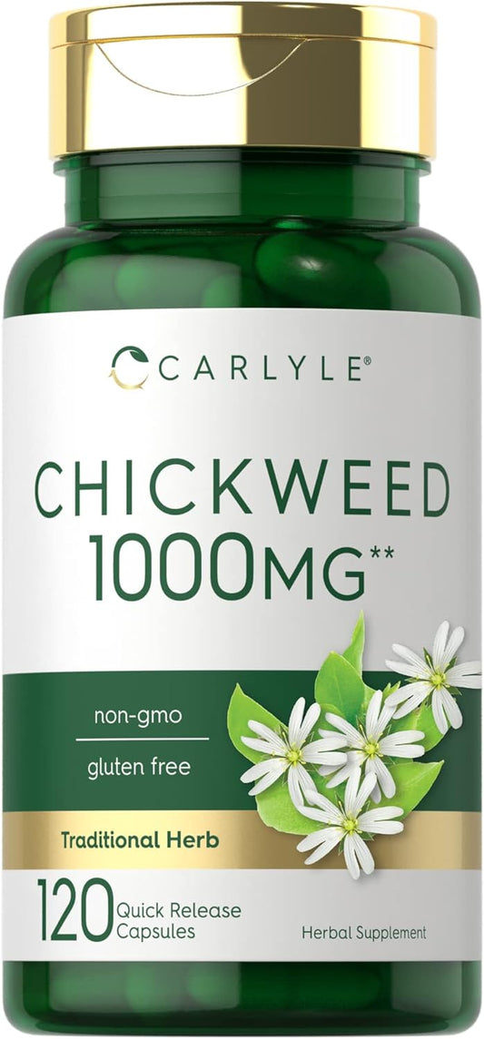 Carlyle Chickweed Herbal Supplement Capsules - 1,000mg, 120 Count - Non-GMO, Gluten Free Extract