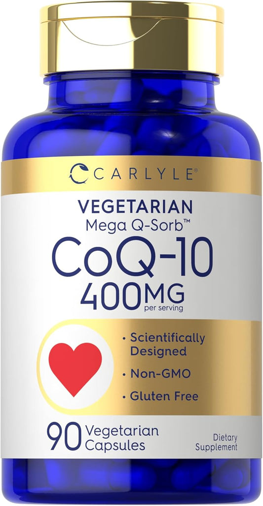 Carlyle CoQ10 400mg Capsules - 90 Count | Vegetarian, Non-GMO, Gluten-Free