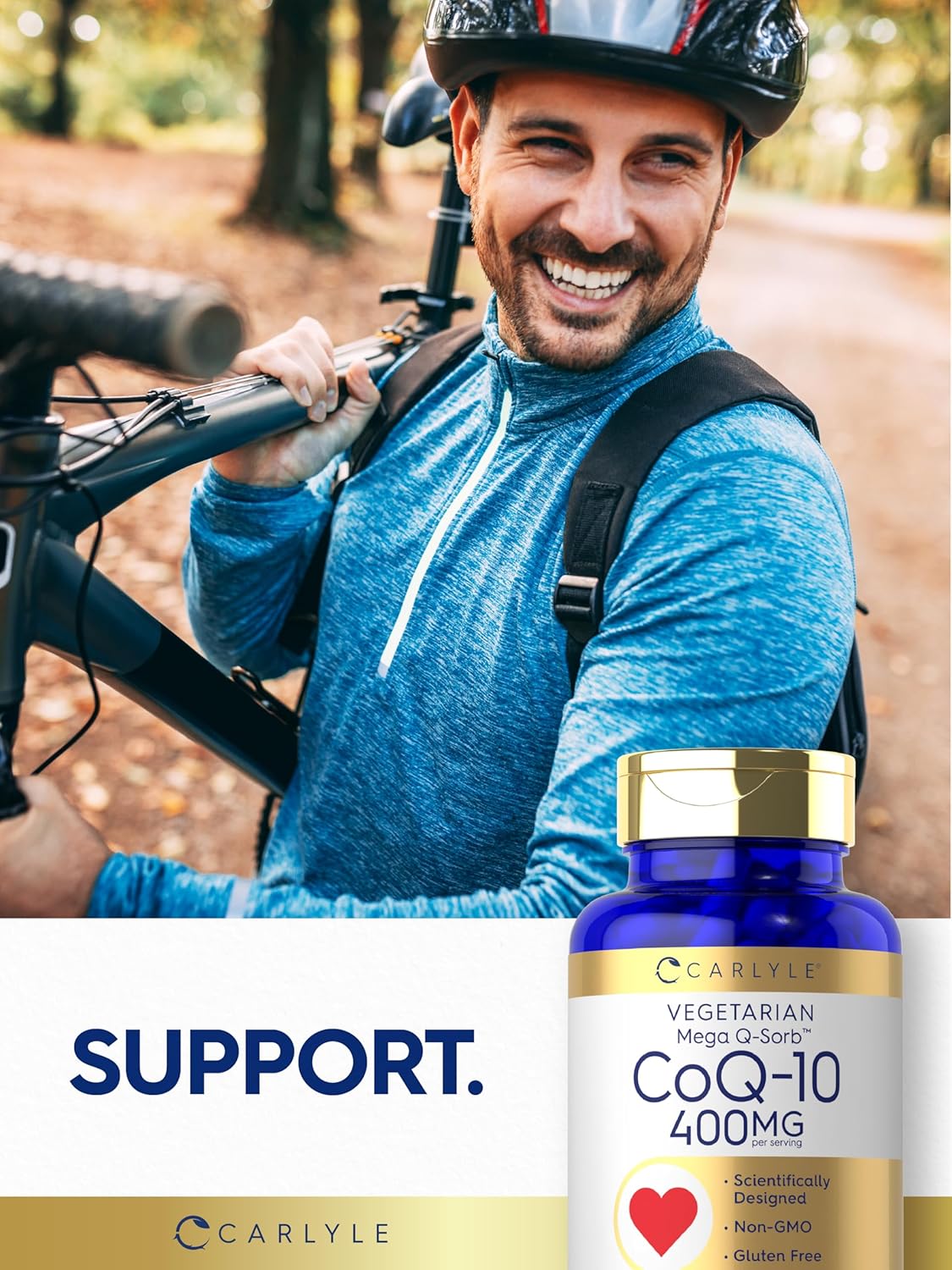 Carlyle CoQ10 400mg Capsules - 90 Count | Vegetarian, Non-GMO, Gluten-Free