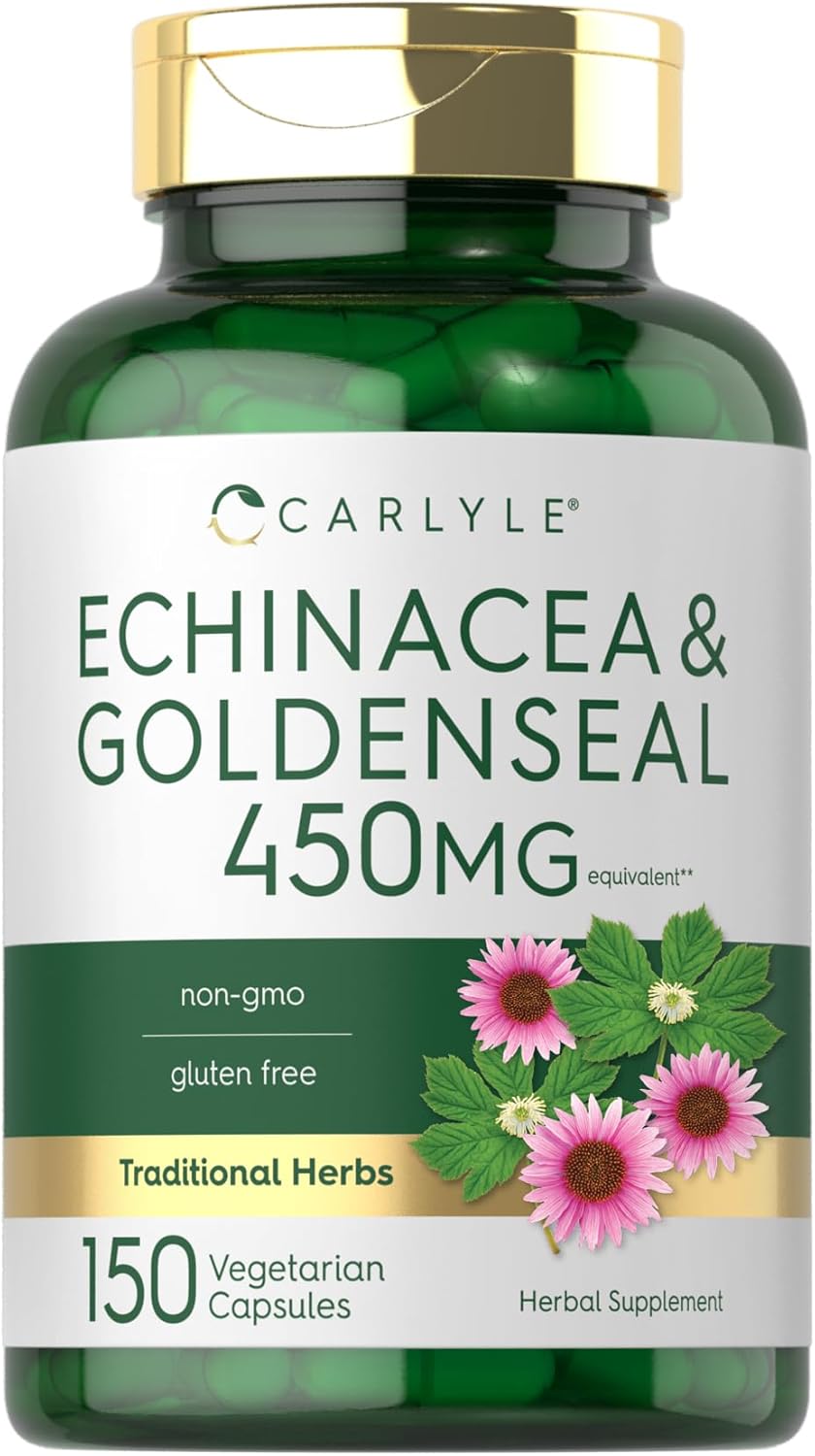 Carlyle Echinacea Goldenseal Capsules - 150 Count - Vegetarian, Non-GMO, Gluten Free - Immune Support Supplement