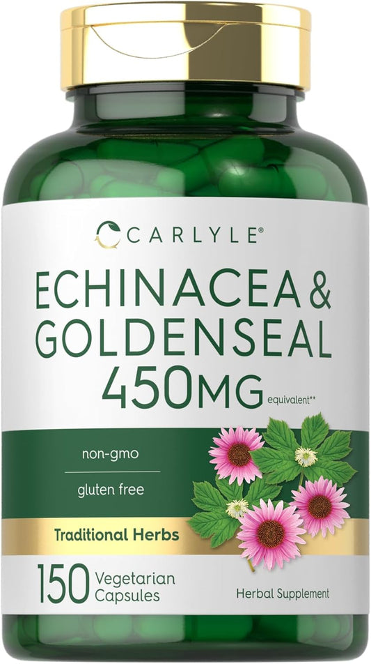 Carlyle Echinacea Goldenseal Capsules - 150 Count - Vegetarian, Non-GMO, Gluten Free - Immune Support Supplement