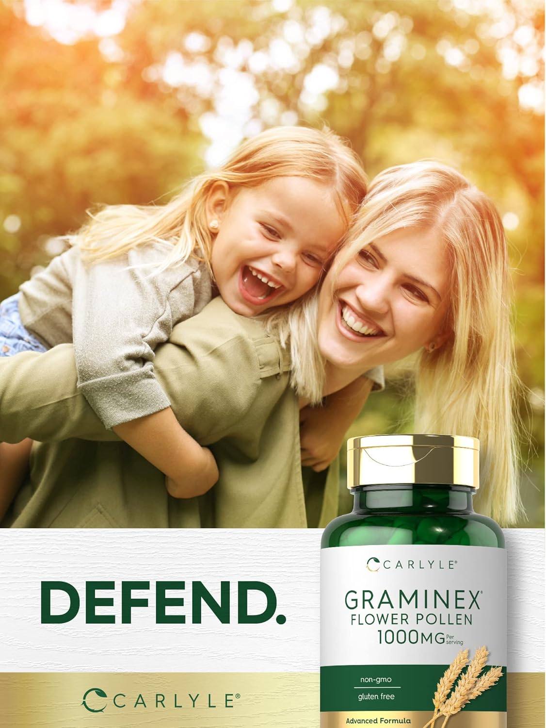 Carlyle Graminex Flower Pollen Extract Capsules - 1000mg, 60 Count - Non-GMO & Gluten-Free