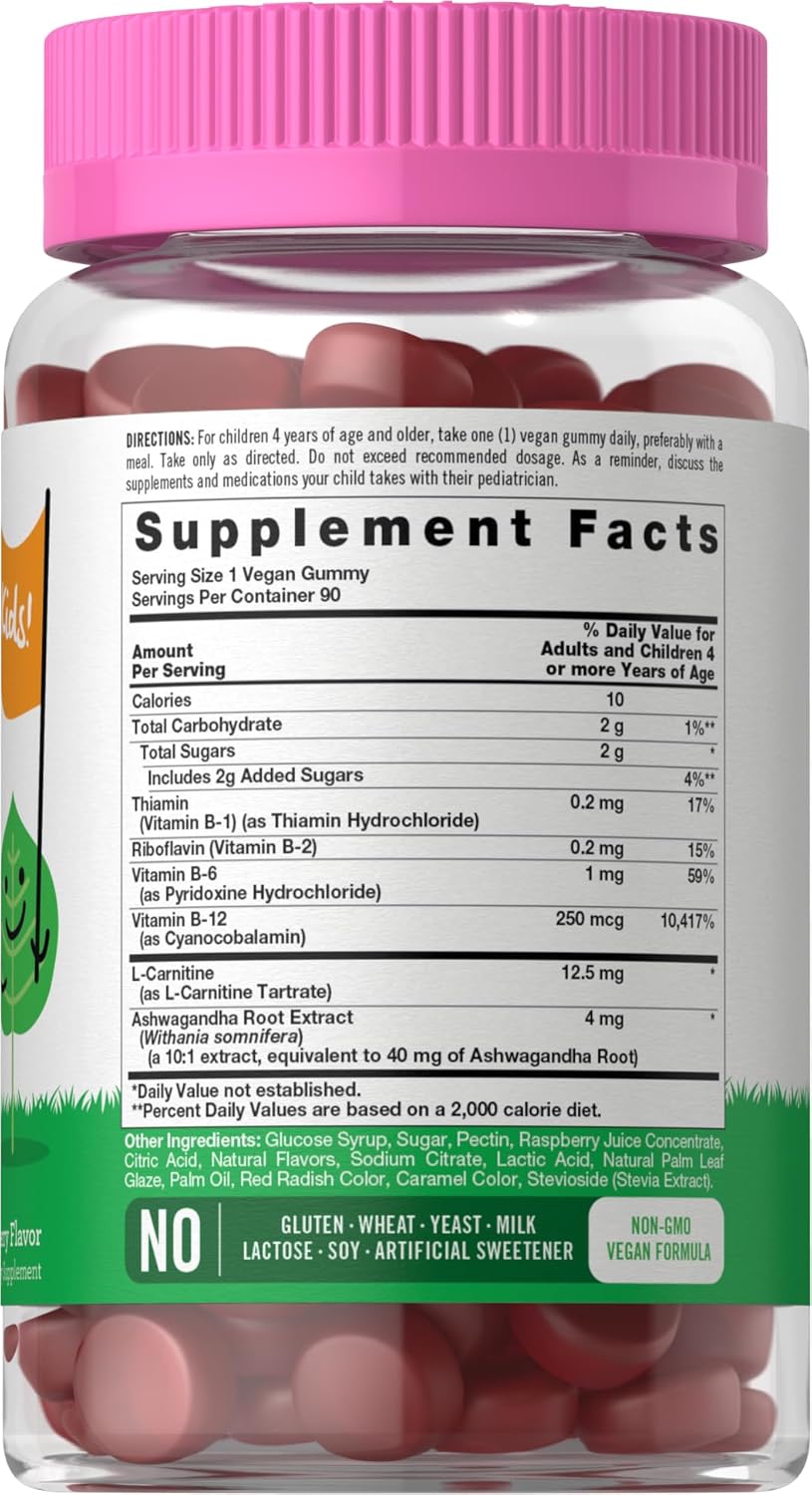 Carlyle Kids B Complex Gummies - 90 Count - Peach Raspberry Flavored - Non-GMO, Gluten Free & Vegan - Lil' Sprouts Brand