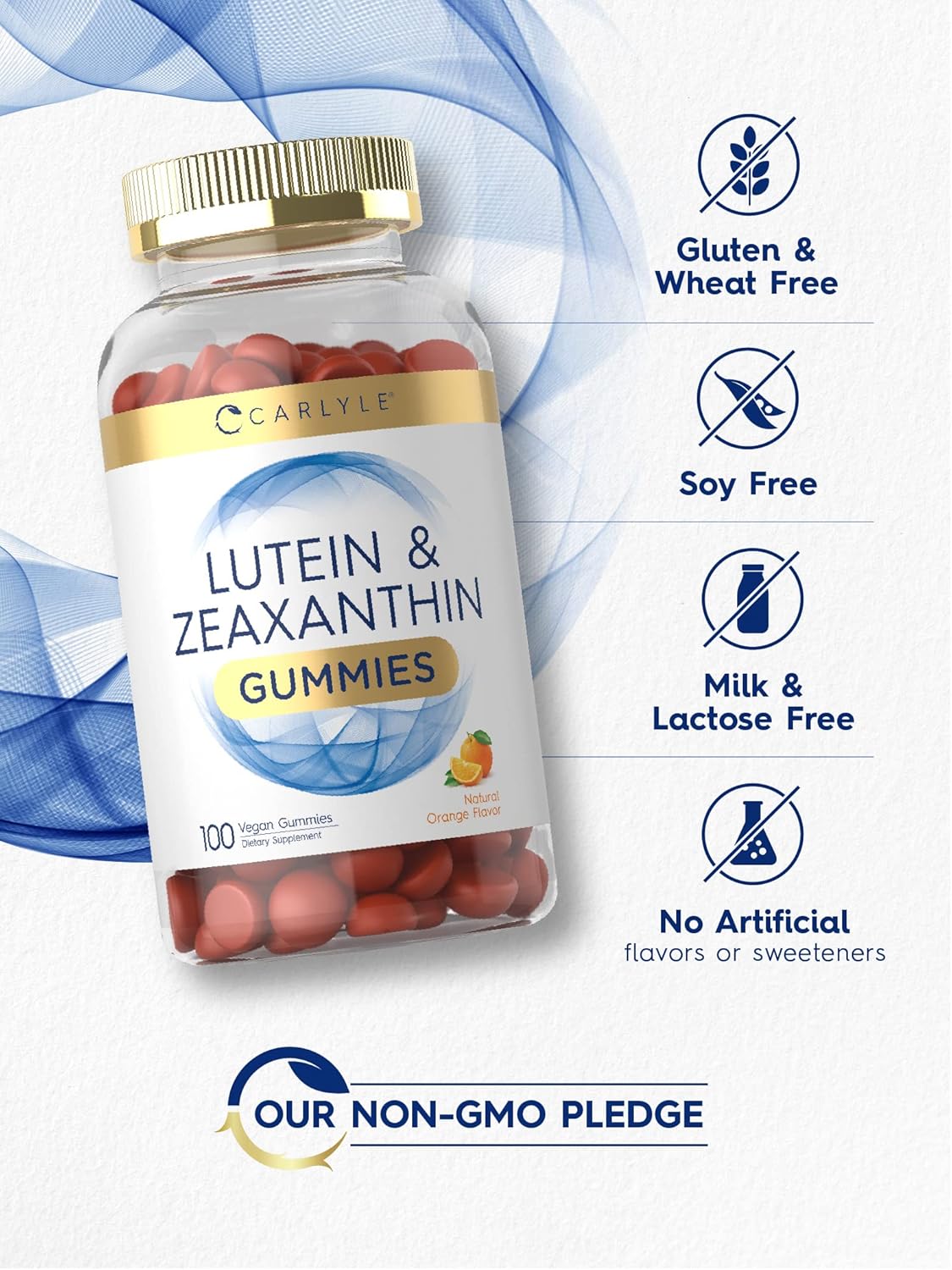 Carlyle Lutein and Zeaxanthin Gummies - 20mg Lutein Supplement - 100 Orange Vegan Gummies - Non-GMO, Gluten Free