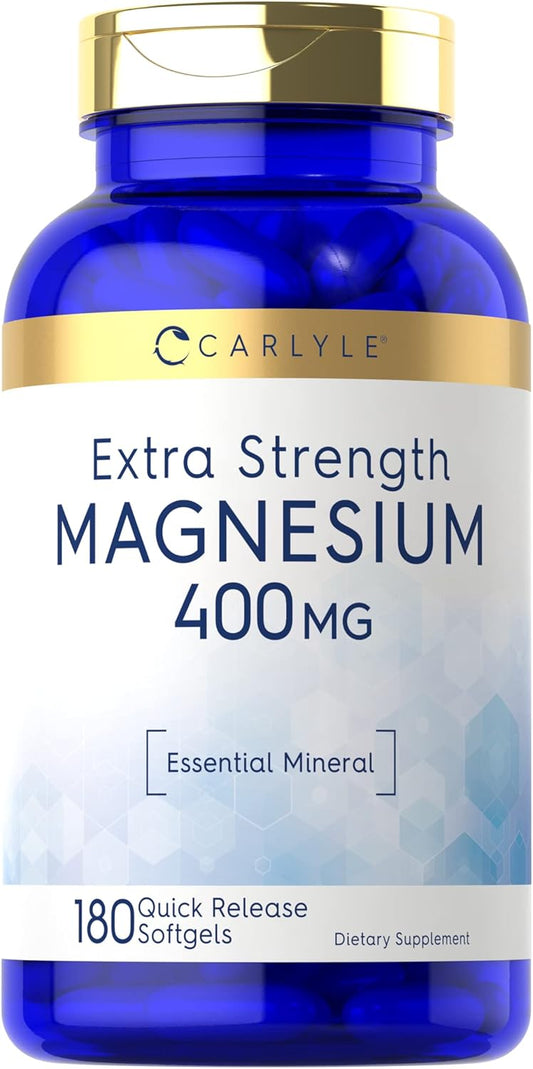 Carlyle Magnesium Oxide 400mg Softgels - 180 Count - Non-GMO Gluten Free Mineral Supplement