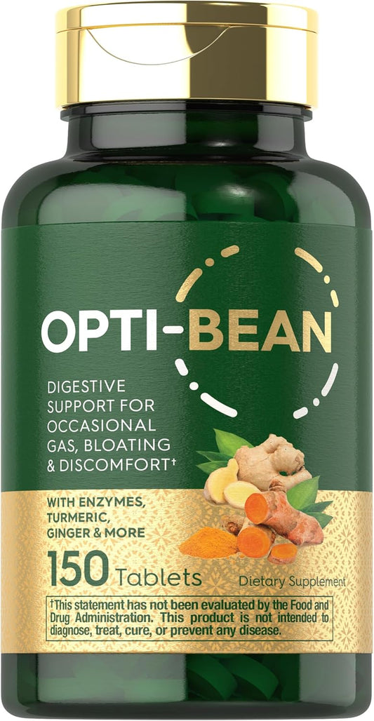 Carlyle Opti-Bean Enzyme Blend Supplement | 150 Tablets | Digestive Support for Gas, Bloating & Discomfort | Vegetarian, Non-GMO & Gluten Free