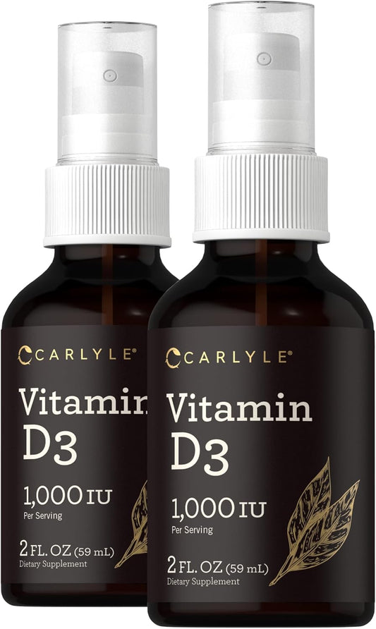 Carlyle Vitamin D3 Liquid Spray 1000IU | 4 fl oz (2 x 2 fl oz) | 2 Pack | Vegetarian, Non-GMO, Gluten Free