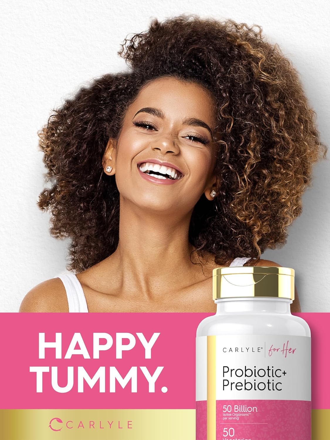 Carlyle Women's Prebiotic & Probiotic | 50 Billion Active Organisms | 50 Vegetarian Capsules