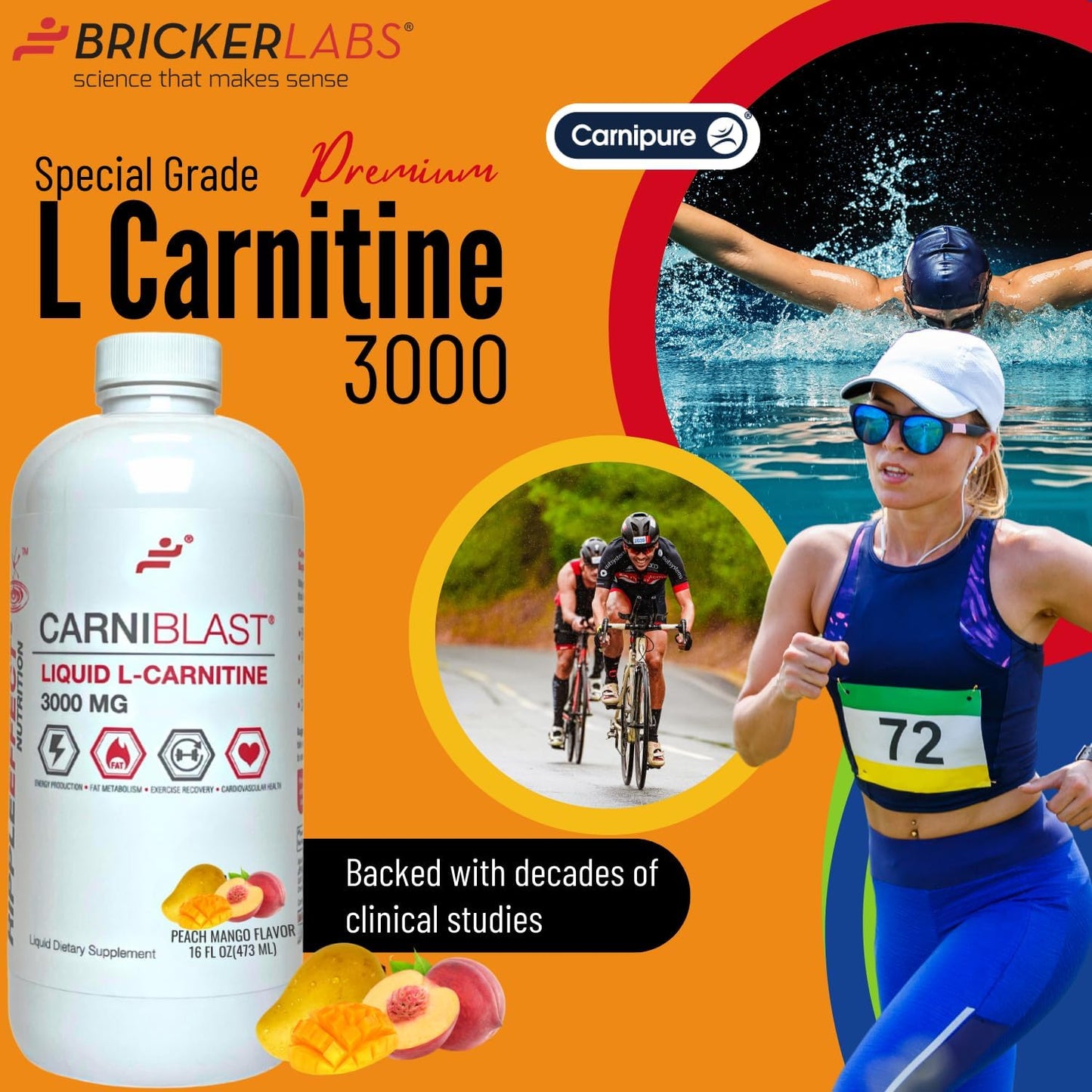 Carniblast Liquid L-Carnitine 3000 mg & Optiflow Blood Flow Supplement Combo, 60 Capsules - Enhance Power and Performance