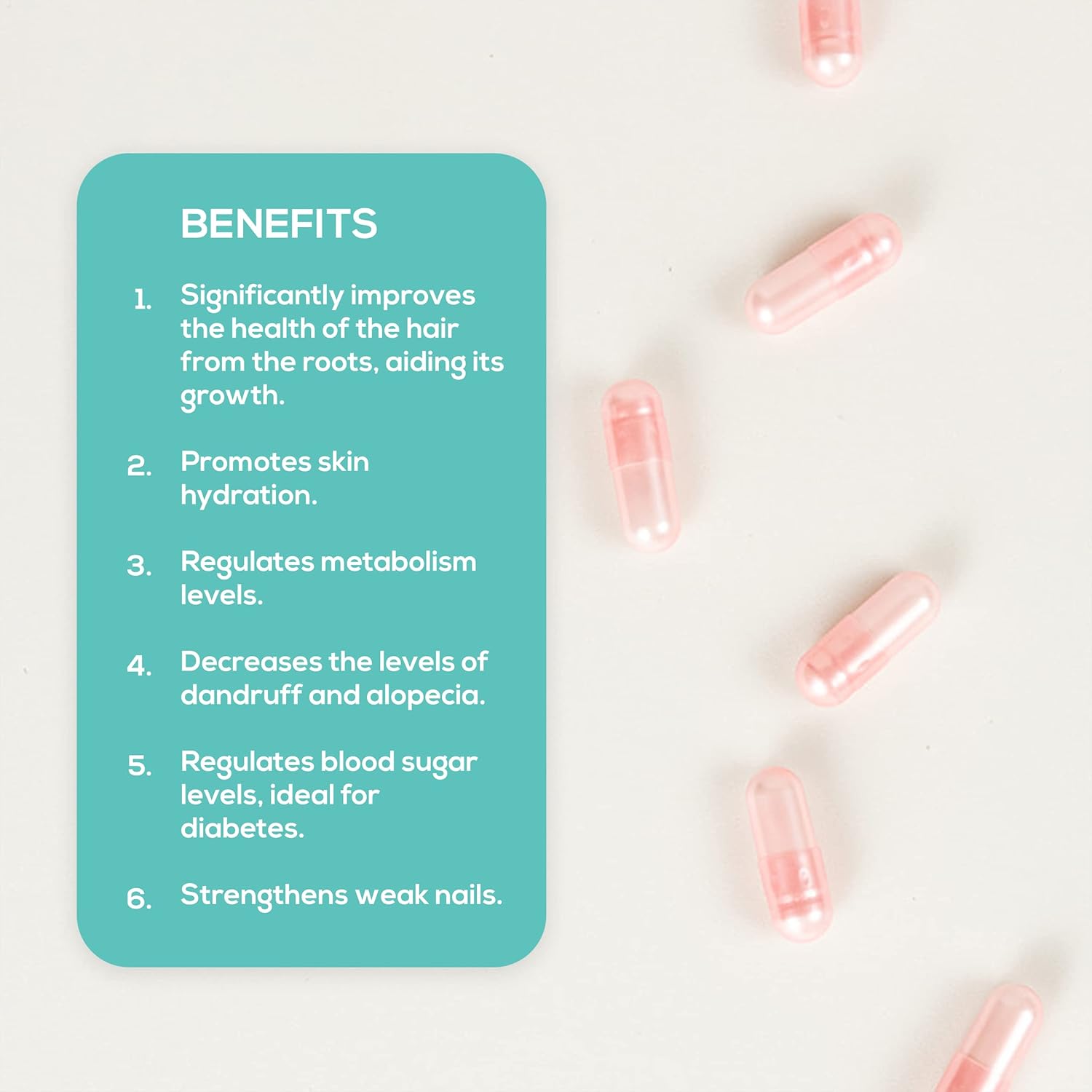 Caro Fit Biotin 300mcg with Hyaluronic Acid 100 Capsules - 500mg for Hydrated Skin & Hair