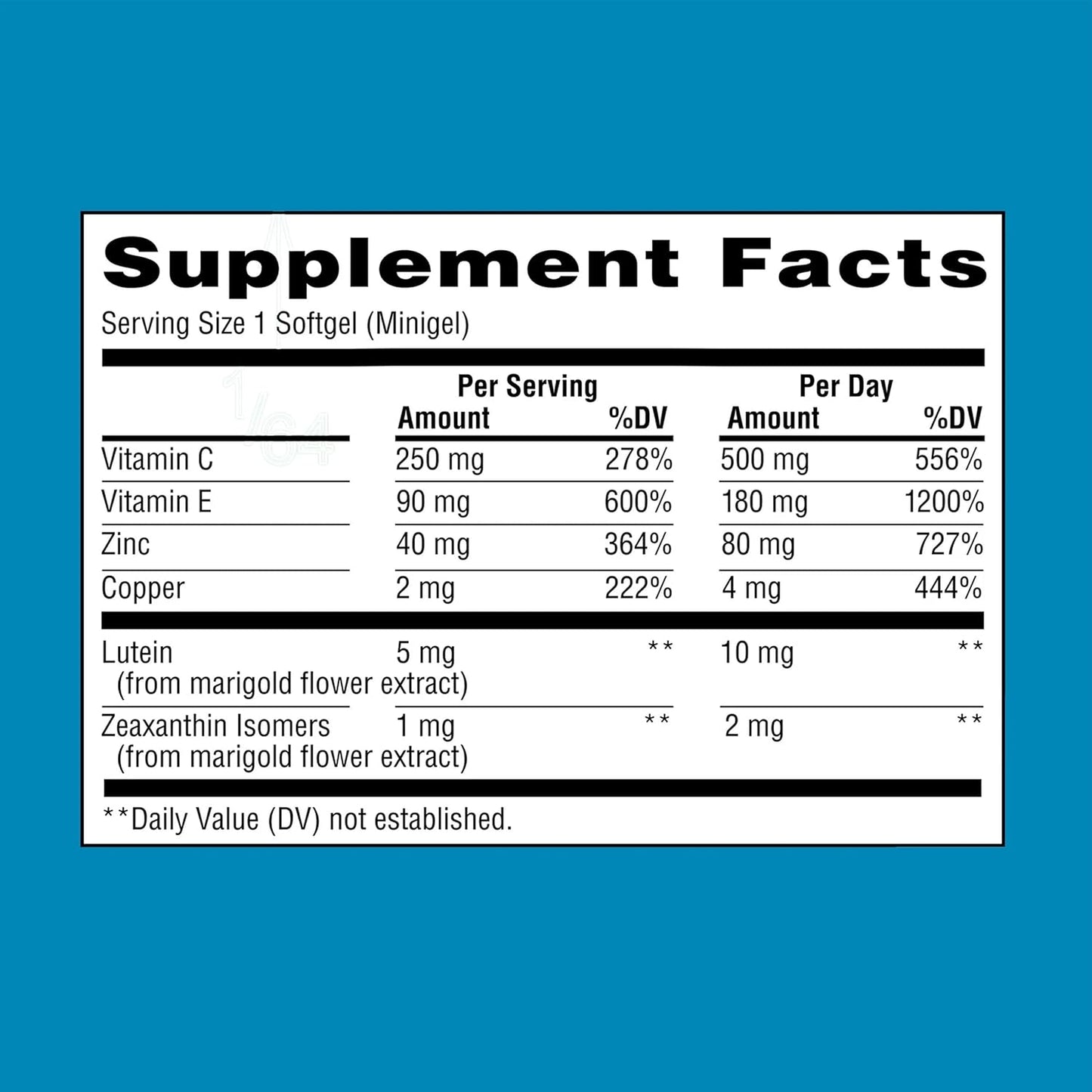 Carotenoid Blend Eye Health Supplements with Lutein & Zeaxanthin - 90 Minigels (45 Days Supply)