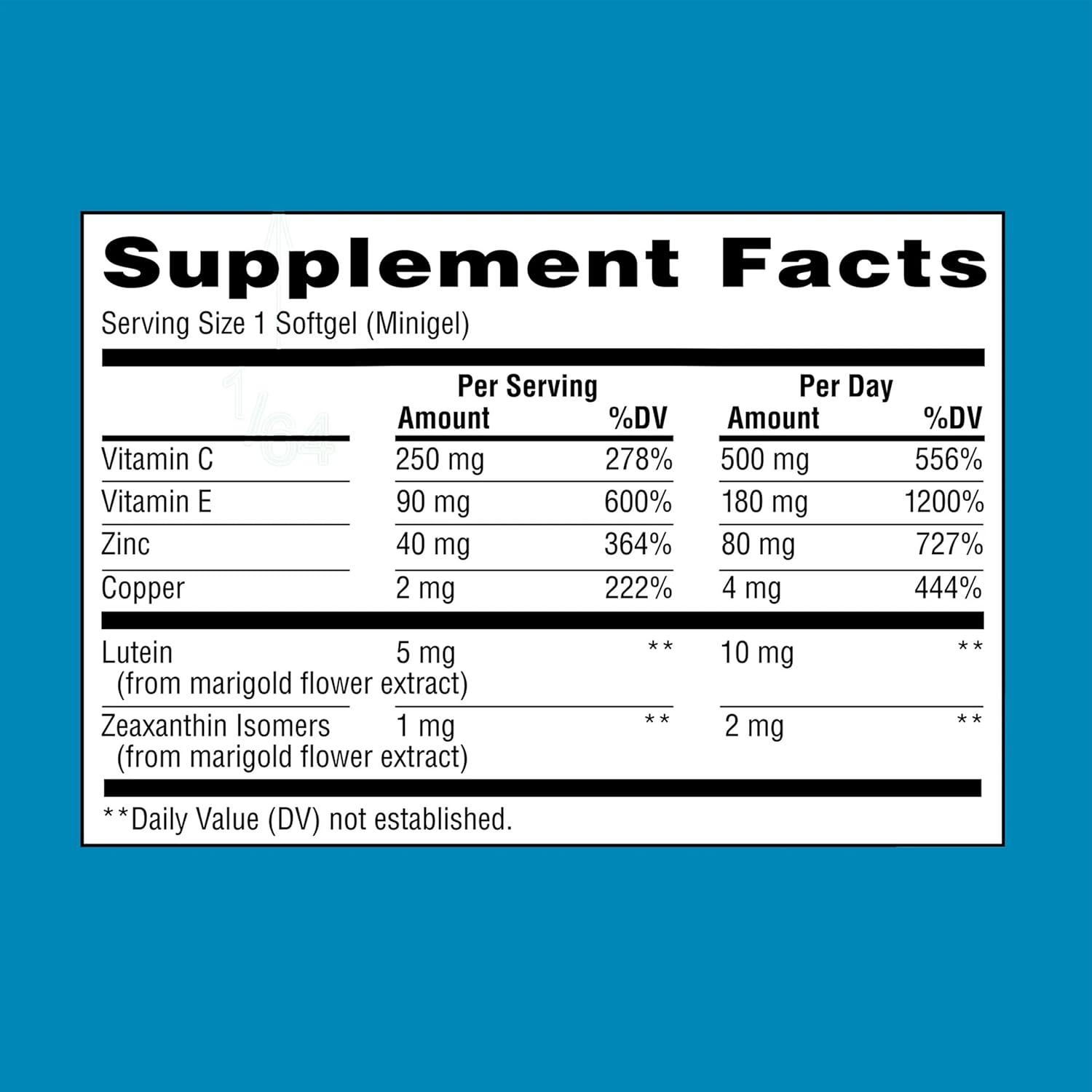 Carotenoid Blend Eye Health Supplements with Lutein & Zeaxanthin - 90 Minigels (45 Days Supply)