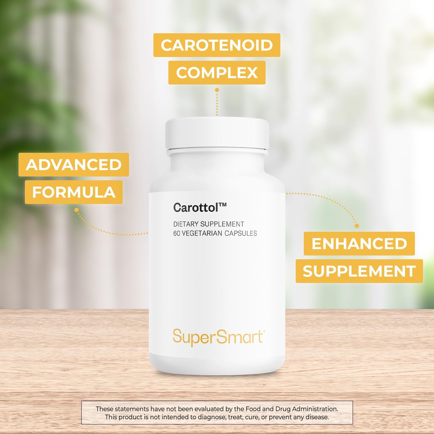 Carottol Carotenoid Complex Supplement - Vision & Eye Health - Immune Booster - 60 Vegetarian Capsules - Non-GMO & Gluten Free