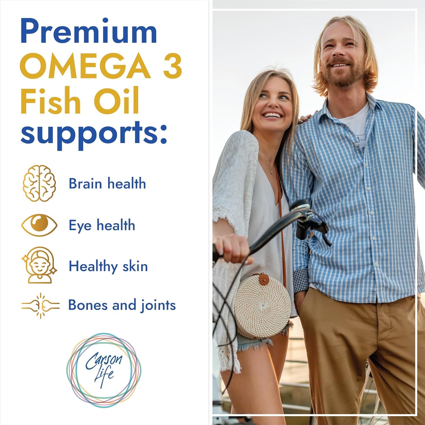 Carson Life DHA EPA Omega 3 Supplement - Brain Function Support Softgels - Made in USA - 60 Count