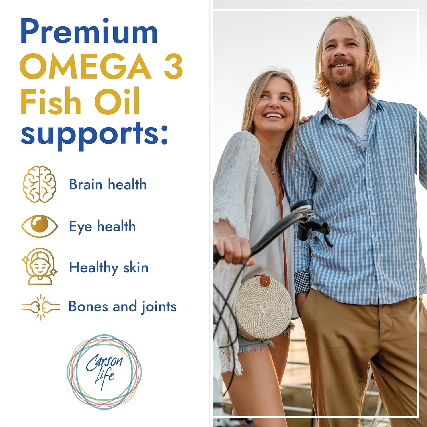 Carson Life DHA EPA Omega 3 Supplement - Brain Function Support Softgels - Made in USA - 60 Count