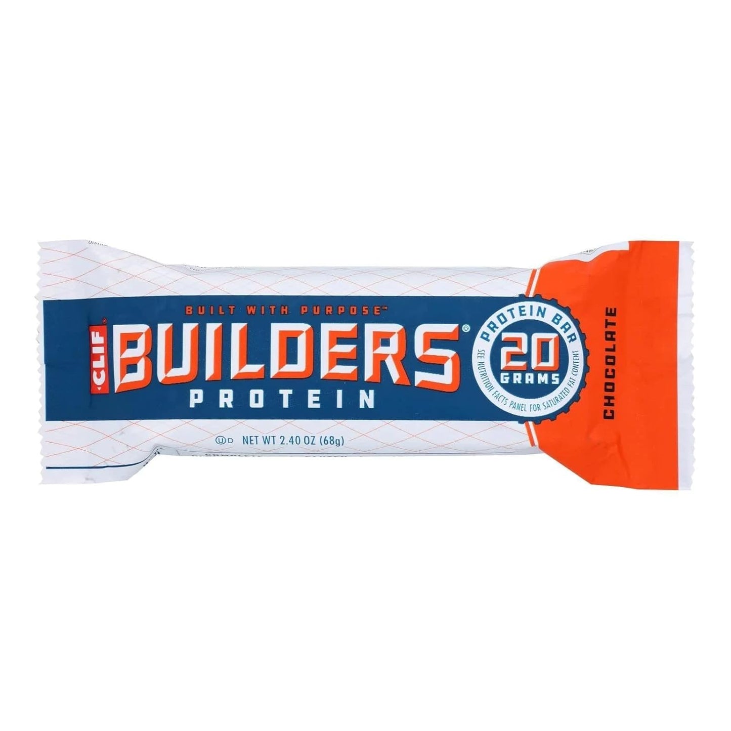 Case of 12 Clif Builder's Bar Chocolate 2.4 oz Bars - High Protein Energy Snack
