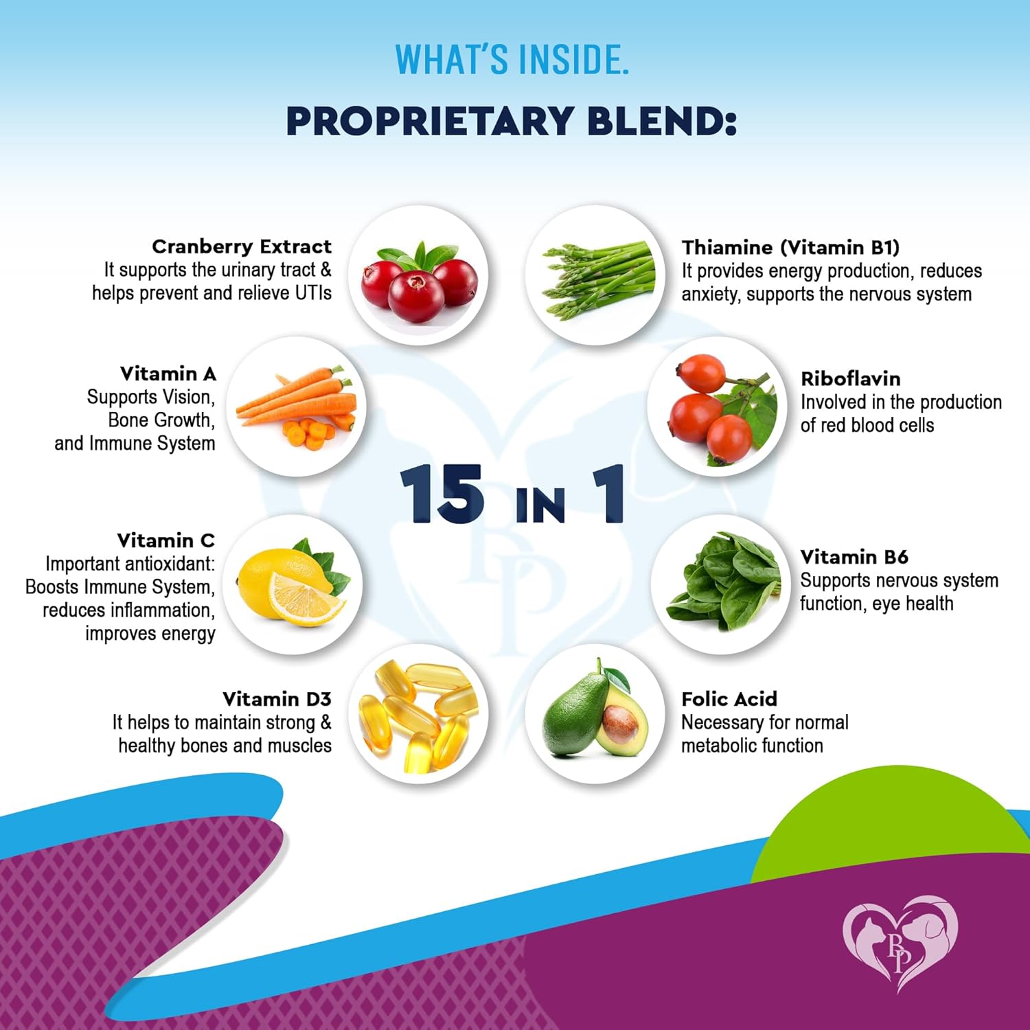 Cat & Dog Multivitamin Liquid with Glucosamine, Cranberry & 15 Health Supplements | Natural UTI Medicine for Kidney, Bladder, Hip, Joint, Skin & Coat | Made in USA (60 ml) - BoostGo Australia