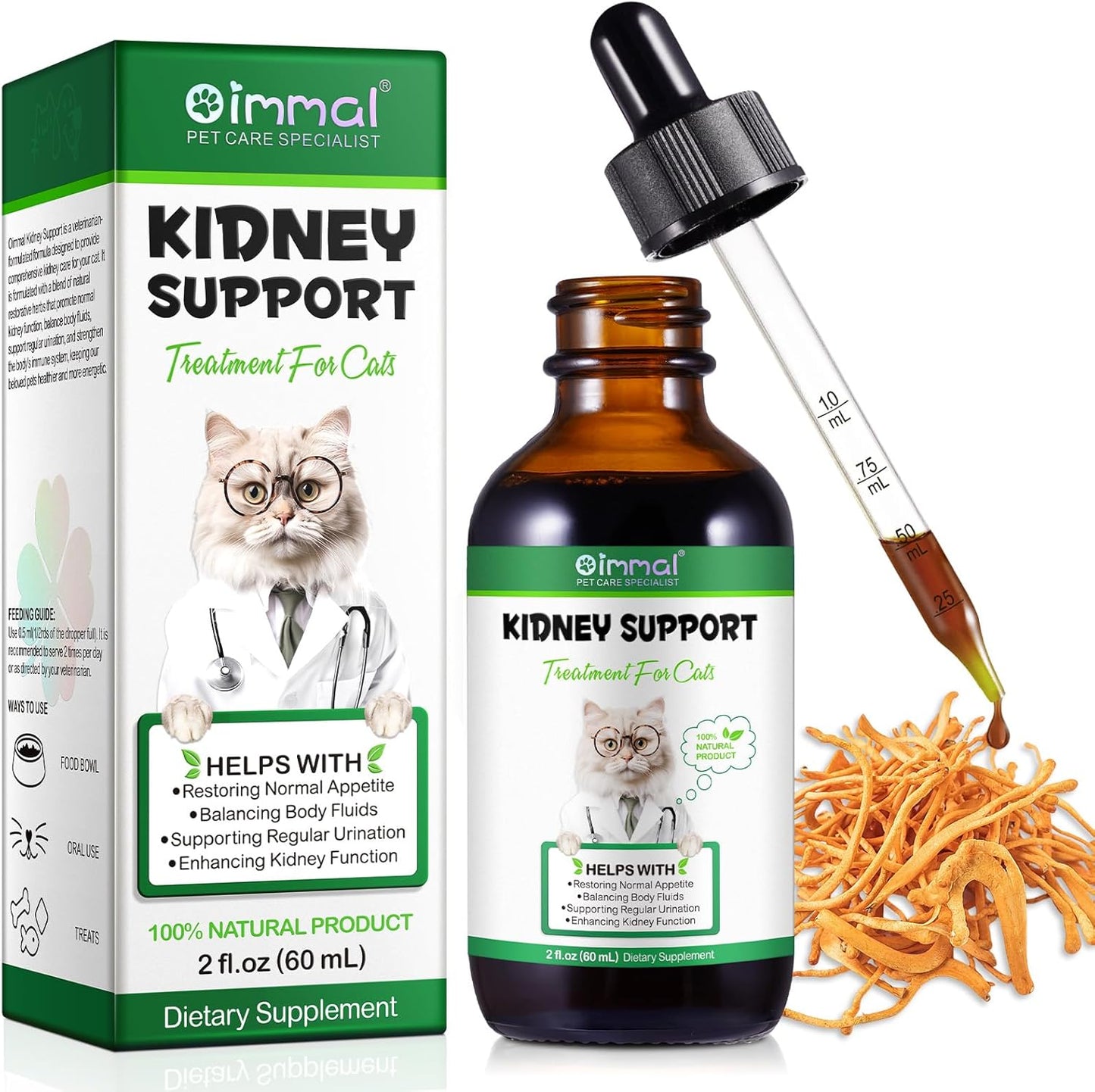 Cat Kidney Support Supplement for Regular Urination & Immunity Boost - Herbal Treatment for Healthy Kidney Function - 60ml