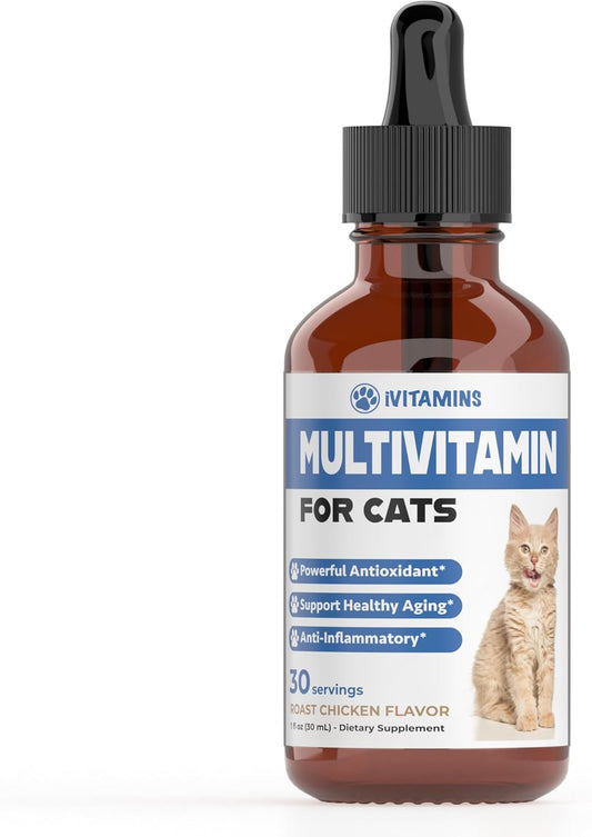 Cat Multivitamin for Immune, Skin, Coat, & Heart Health - Indoor Cat Supplements & Vitamins - Kitten Immune Support