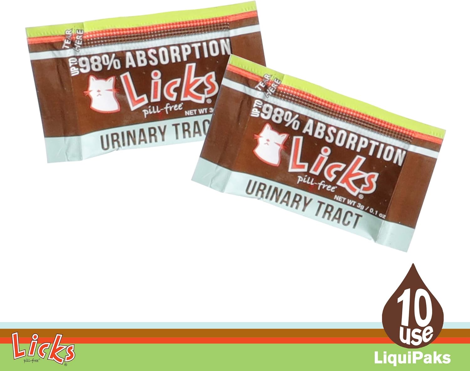 Cat UTI Care Gel Packets - Omega 3 Fish Oil & L-Lysine Supplement - Urinary Tract Infection Prevention - 10 Pack