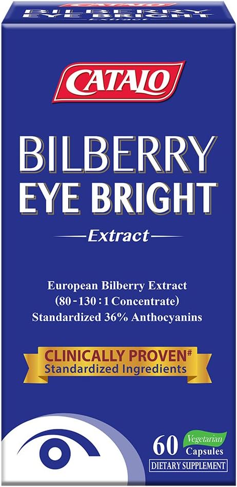 CATALO Bilberry EyeBright Extract Capsules for Vision Support - Bilberry, Eyebright, Lutein & Zeaxanthin - 60 Count - USA Made