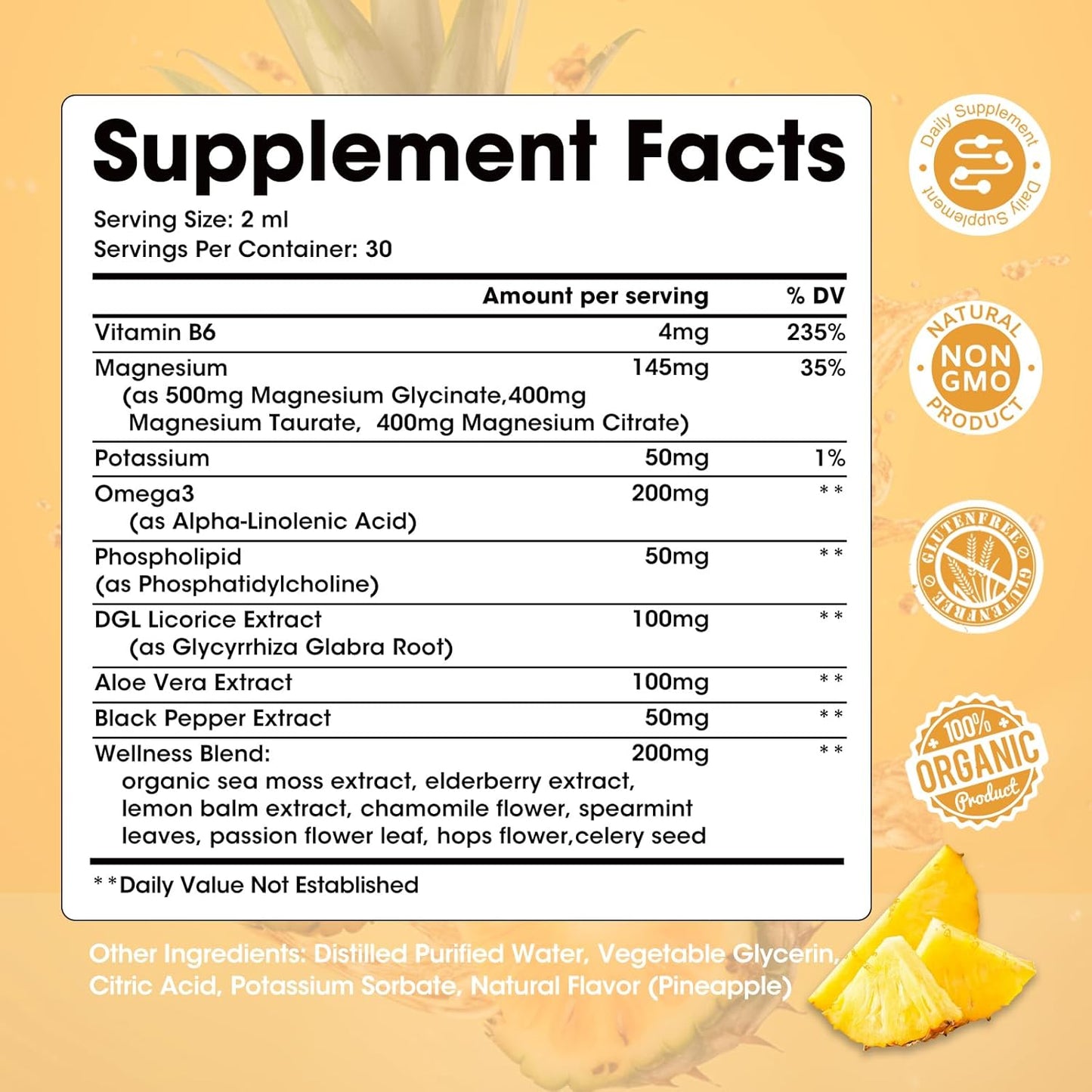 Catfit Triple Magnesium Complex with Potassium, Phospholipid, Omega-3 - Energy, Sleep, Bone Health - 2 Fl Oz Pineapple Flavor