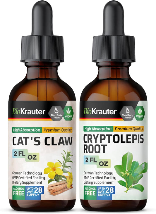 Cat's Claw and Cryptolepis Tincture Combo Pack - 2 Fl. Oz. Each - Herbal Immune Support Formula