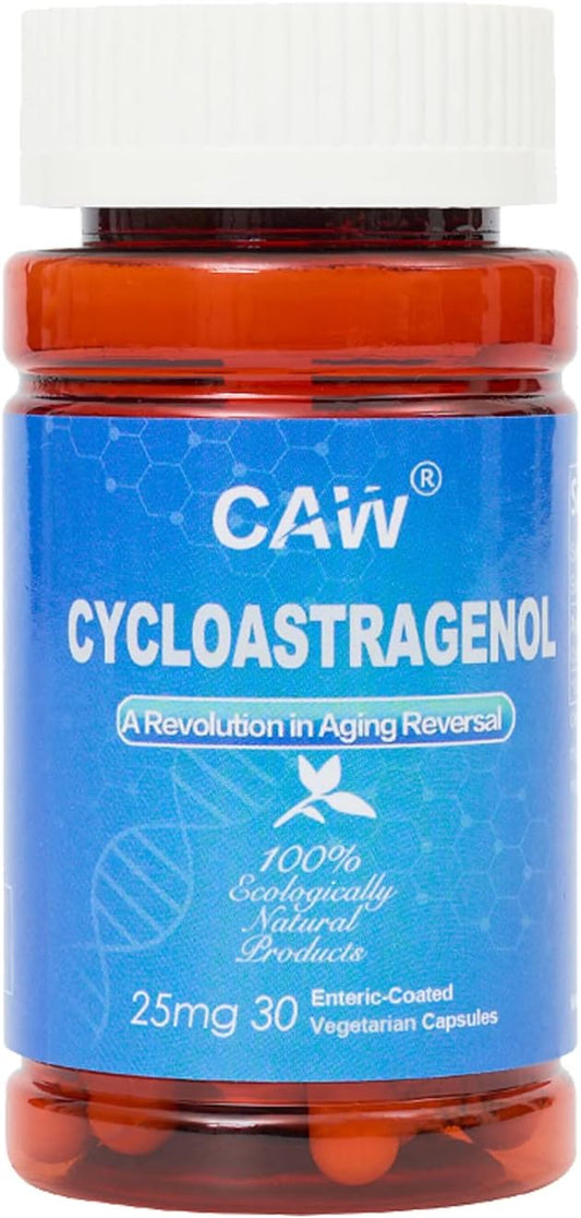 CAW Hypersorption Cycloastragenol Capsules - Telomere Support & Anti-Aging Formula - Immune Booster for Cell Health - 25mg, 30 Enteric-Coated Capsules