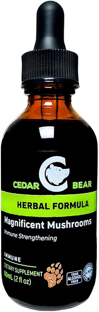 Cedar Bear Magnificent Mushrooms Liquid Herbal Supplement - Immune System Support - 2 Fl Oz