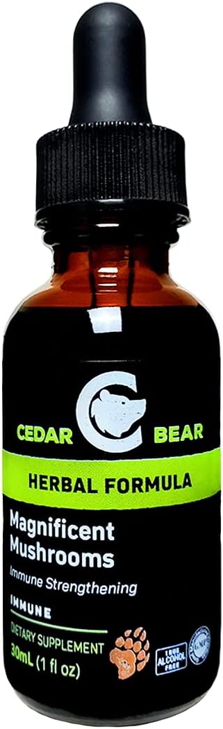 Cedar Bear Naturales Magnificent Mushrooms Liquid Herbal Supplement - Boosts Immune System & Overall Health - 1 Fl Oz