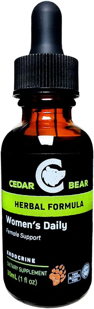 Cedar Bear Naturales Women's Support Liquid Herbal Supplement - 1 Fl Oz - Promotes Healthy Menstrual Cycles, Reproductive System, Hormonal Function