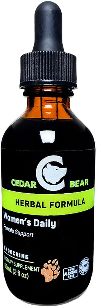 Cedar Bear Women's Support Daily Liquid Herbal Supplement - Promotes Healthy Menstrual Cycles, Reproductive System, & Hormonal Function - 2 Fl Oz